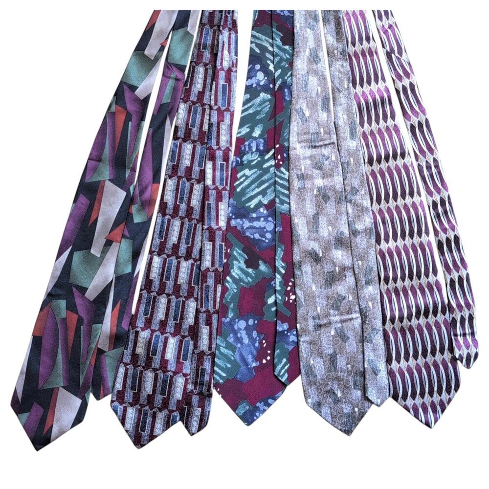 Vintage‎ Pierre Cardin Tie Set 100% Silk Abstract Geometric Art Deco Pattern 90s